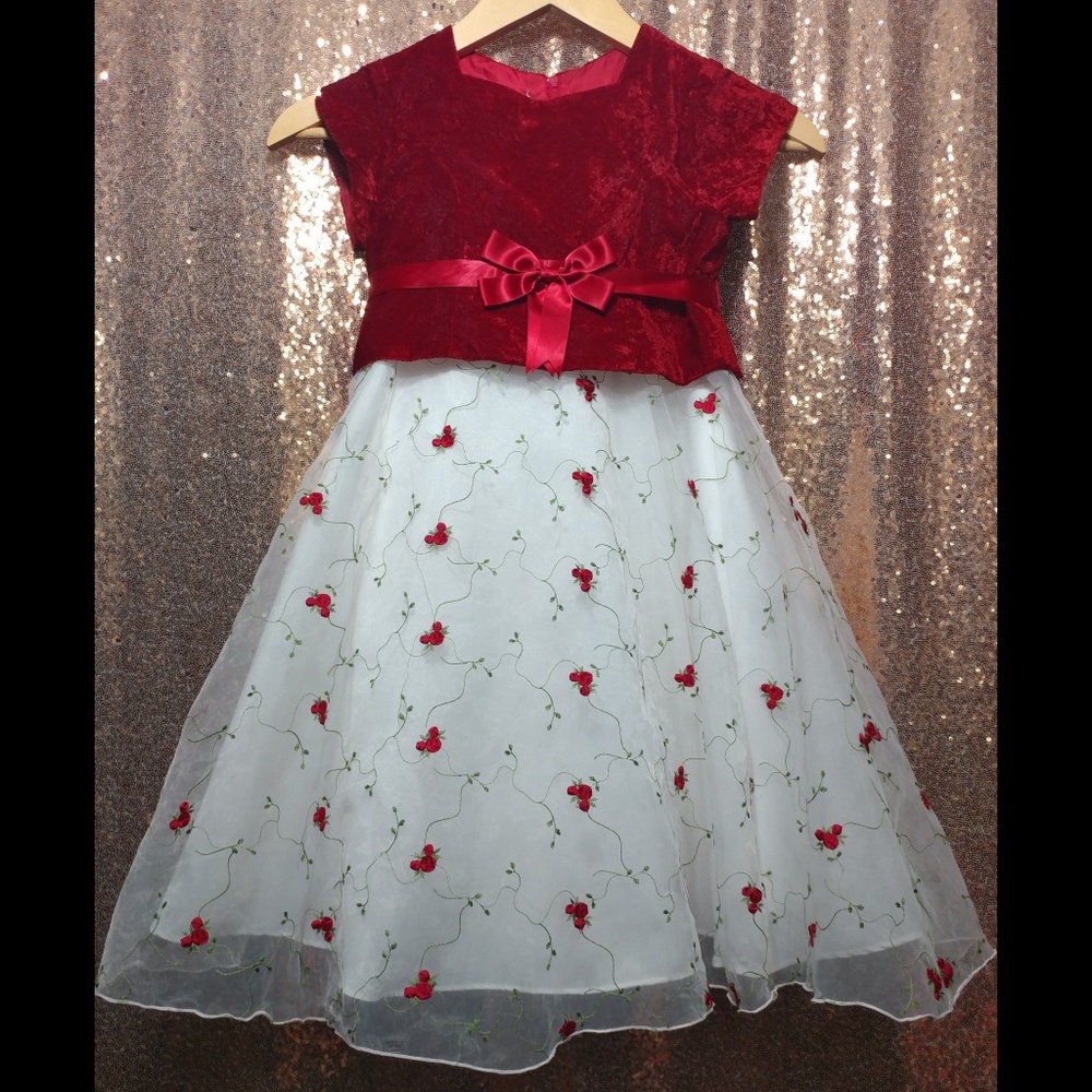 Girls Red White Tulle Dress 6